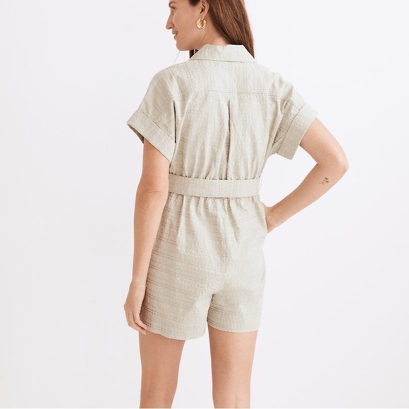 Madewell seersucker camp romper ashen sage - Picture 3 of 7
